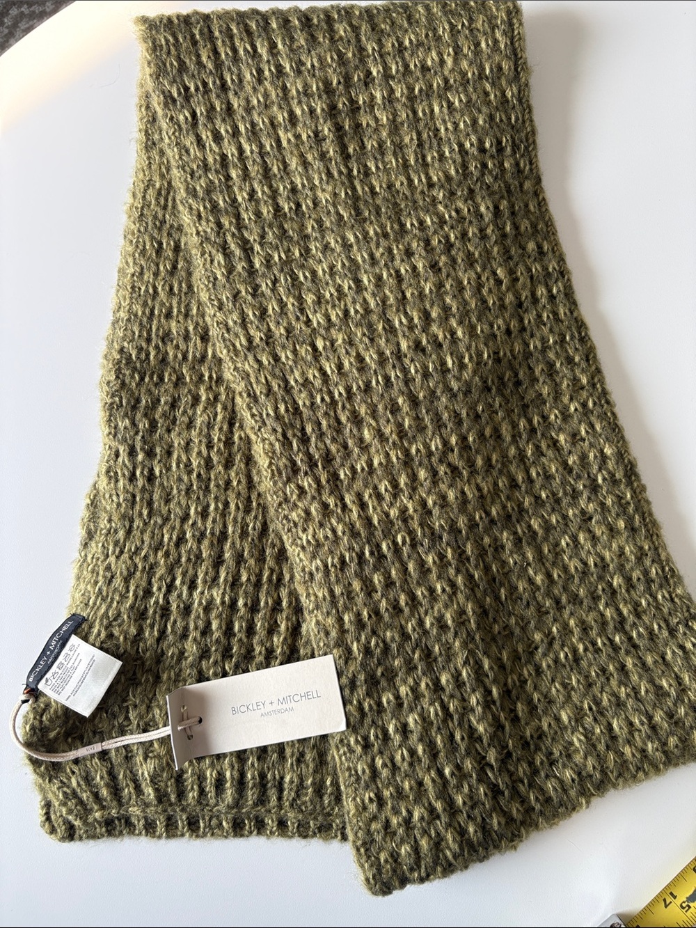 Beckley + Mitchell NWT Olive Long Acrylic Scarf